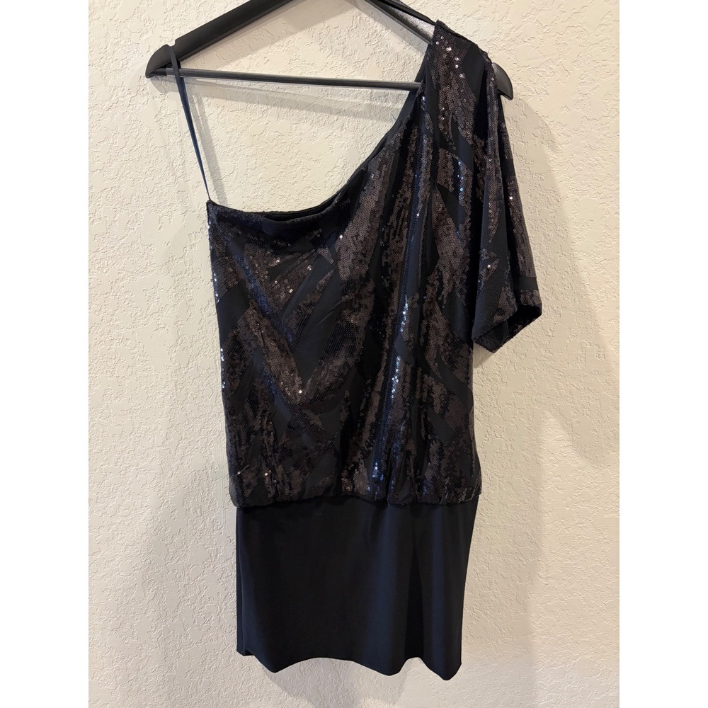 Fredericks of Hollywood Black Sequin One Shoulder Mini Dress Size M FD616826